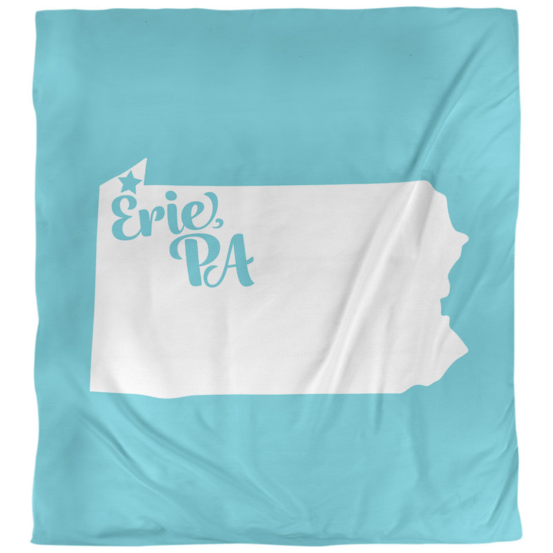 Housse de couette réversible simple Erie Pennsylvania, Housse de couette pour grand lit, Bleu sarcelle, Microfibre