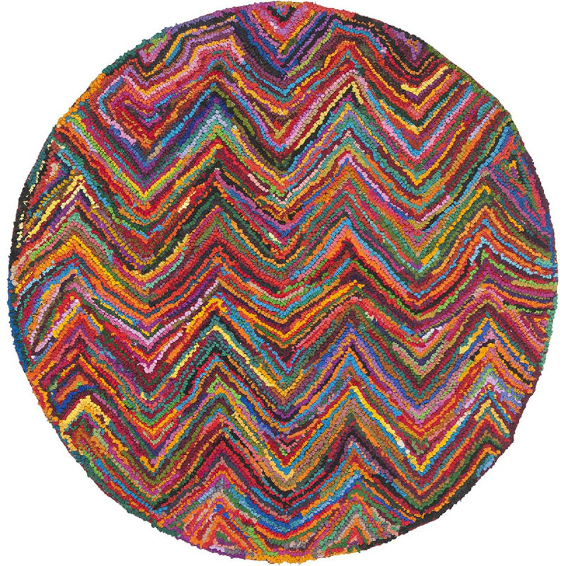 Tapis multicolore touffeté à la main Barnes, Rond 4 pi