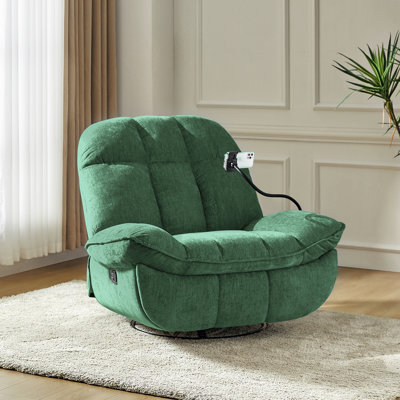 Jace Modern Upholstered Manual Swivel Rocker Recliner with Phone Holder by Trule
