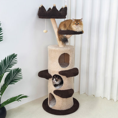 Arbre à chat multiniveaux de 63 pouces avec 3 niches et perchoir en couronne