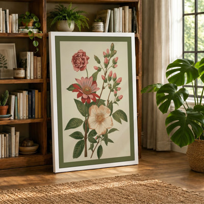 Three Blooms Study Botanical - Wrapped Canvas