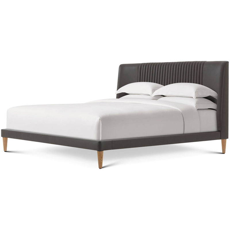 Kyoto Leather Bed, Gray, Queen