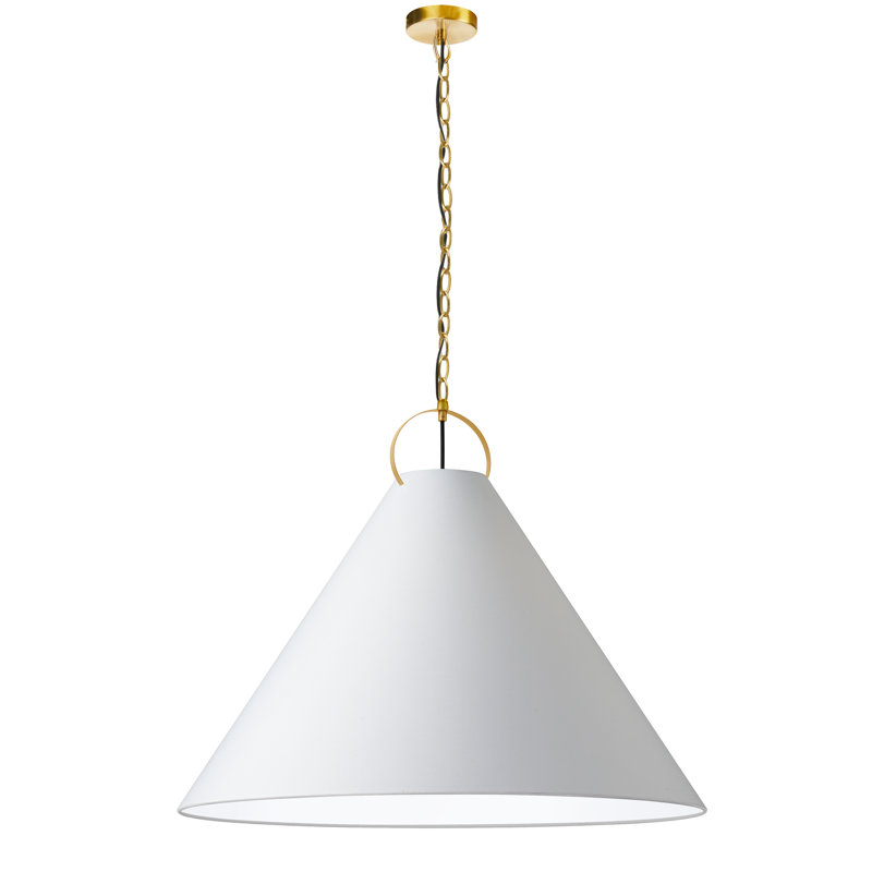Luminaire suspendu incandescent 1 lumière Princeton, Laiton vieilli, Blanc, H 25,5 po x l 32 po x P 32 po