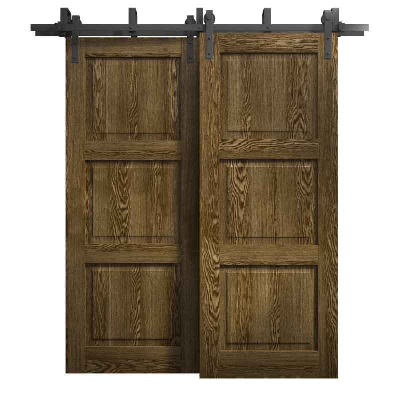 Portes coulissantes de grange coulissantes pour garde-robe | Ego 5010 | Ensemble de quincaillerie Modern Rails | Portes de garde-robe de chambre en bois massif