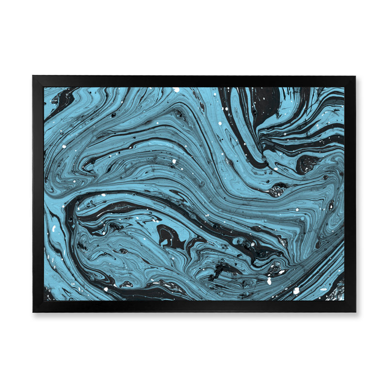 Marbre bleu - peinture sur toile, H 12 po x l 20 po x P 1 po, Cadre d'angle fermé noir