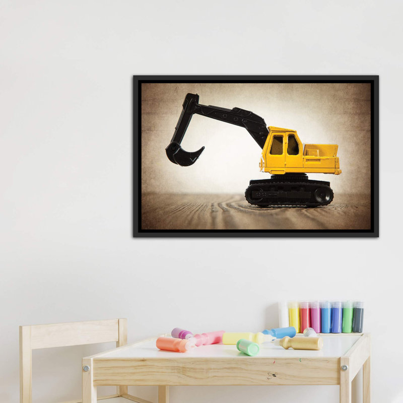 Excavator par Saint and Sailor Studios - reproduction de photo, H 26 po x l 40 po x 1,5 po, Toile avec cadre noir patiné