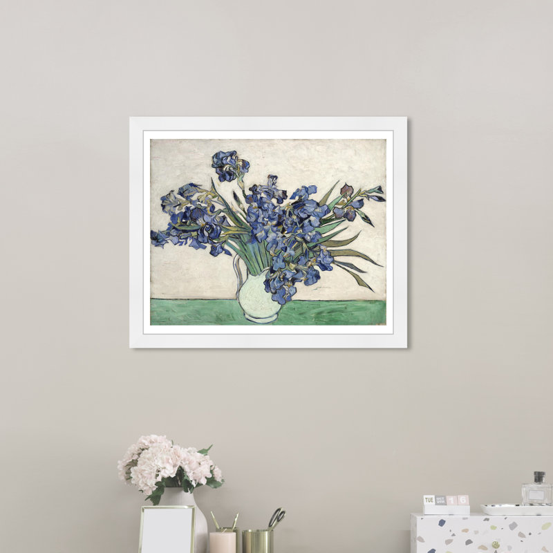 Irises par Vincent Van Gogh - Reproduction d'art sur papier encadrée, H 38 po x l 47 po x P 0,5 po