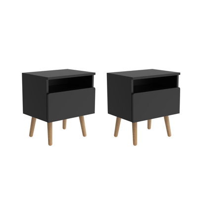 Modern Wood Single Drawer Nightstand,Vintage Bedside Table 18.5 by George Oliver
