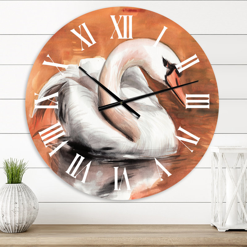 Cygne sur l'eau - horloge murale traditionnelle, Moyenne