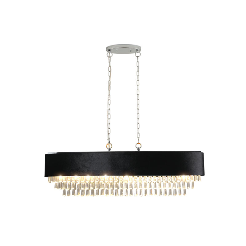 Lustre en cristal Garrett avec abat-jour imitation velours et chaîne réglable (ampoule non incluse)