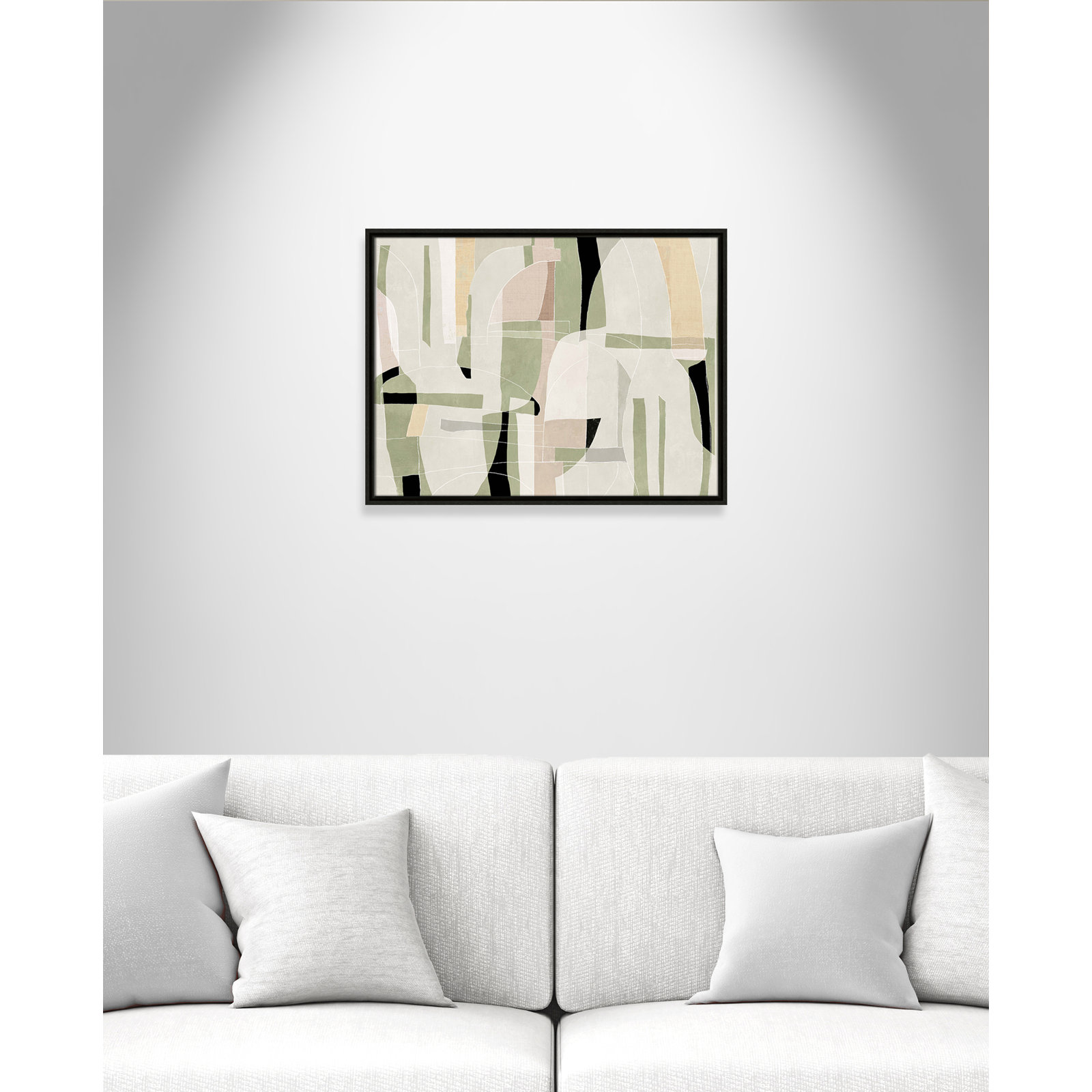 Sunny Barcelona - Floater Frame Canvas, 25.5" W x 19.5" H, Espresso