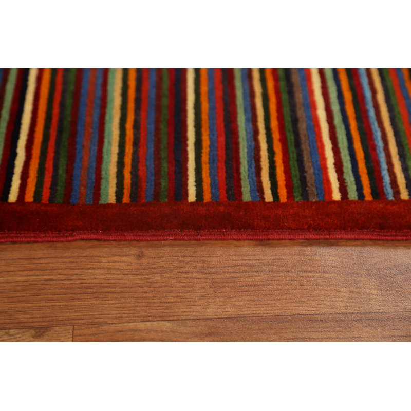 Tapis brun en laine noué à la main de conception unique 3 pi 2 po x 4 pi 11 po New Age