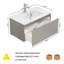 Ensemble de meuble-lavabo mural 32 po gris moka, bois massif, 1 grand tiroir à fermeture en douceur, finition peinte