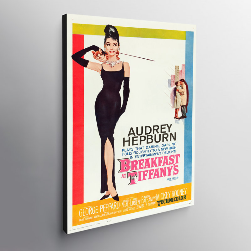 Audrey Hepburn - Breakfast At Tiffany's Movie Art - Wrapped Canvas Print, 117cm H x 81cm W x 4cm D