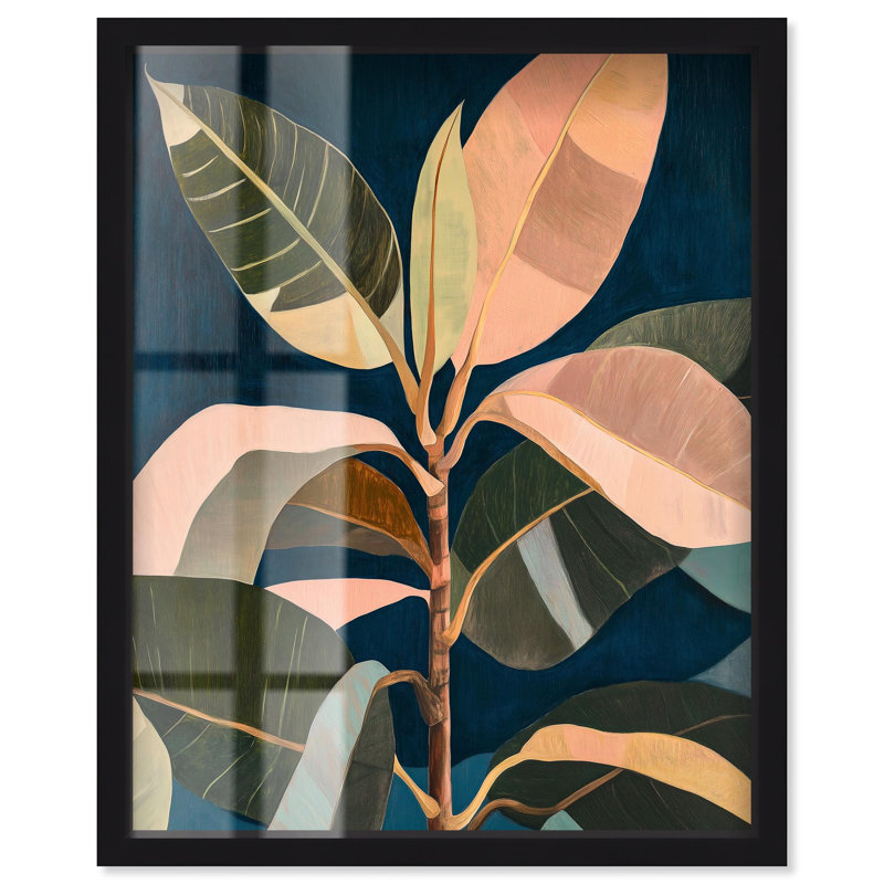 Décoration murale de salle de bain en caoutchouc avec plante en caoutchouc II par Art Remedy, cadre noir, 20 x 24, Cadre noir