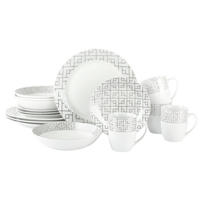 16pc Platinum Glitz Ggeo Dinner Set