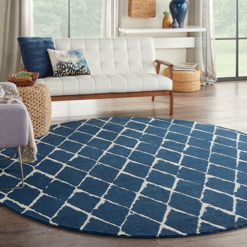 Auton Viscose Geometric Indoor Rug, Round 8'