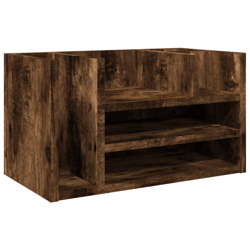 Desk Organiser 44.5X24x25 Cm Engineered Wood, Smoked Oak