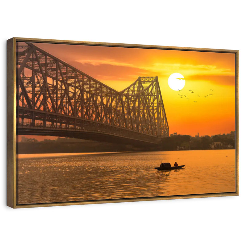 Pont Howrah, Cadre flottant doré, 40 po x 27 po