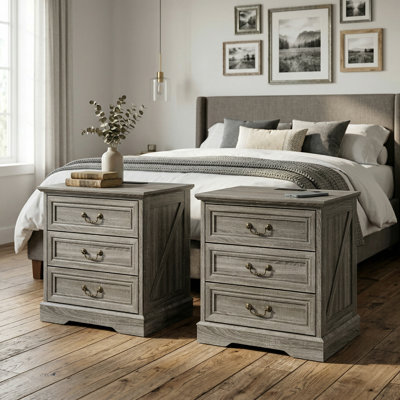3 Drawer Nightstand 2 Set