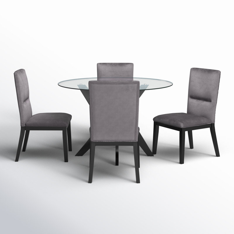 Ensemble repas pour 4 personnes Vosburg, Noir, Velours gris / noir