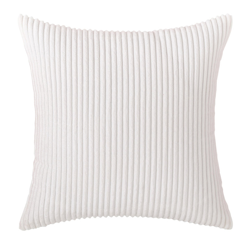 Striped Cotton Blend Reversible Throw Pillow, 18" x 18", Pure White