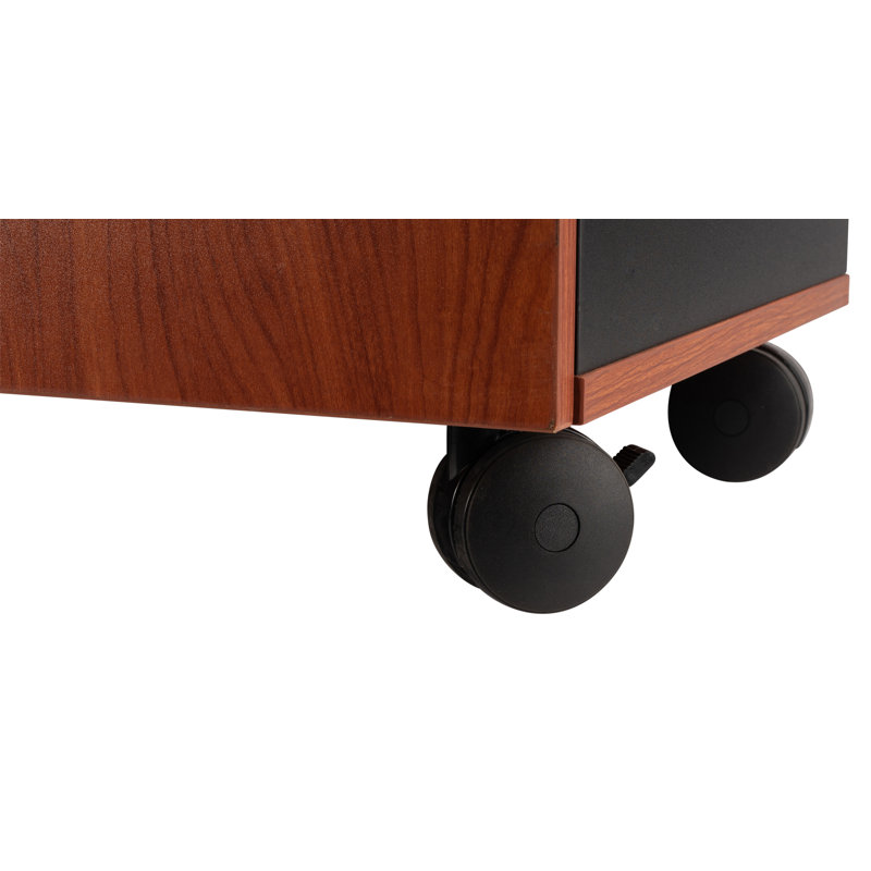 Cherry and Black Multimedia Cart with Lockable Storage