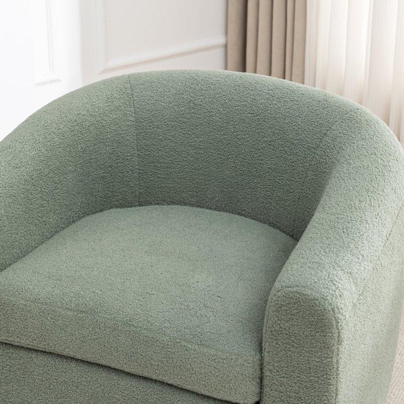 Odey 33.5” half-barrel swivel chair, Ours en peluche vert