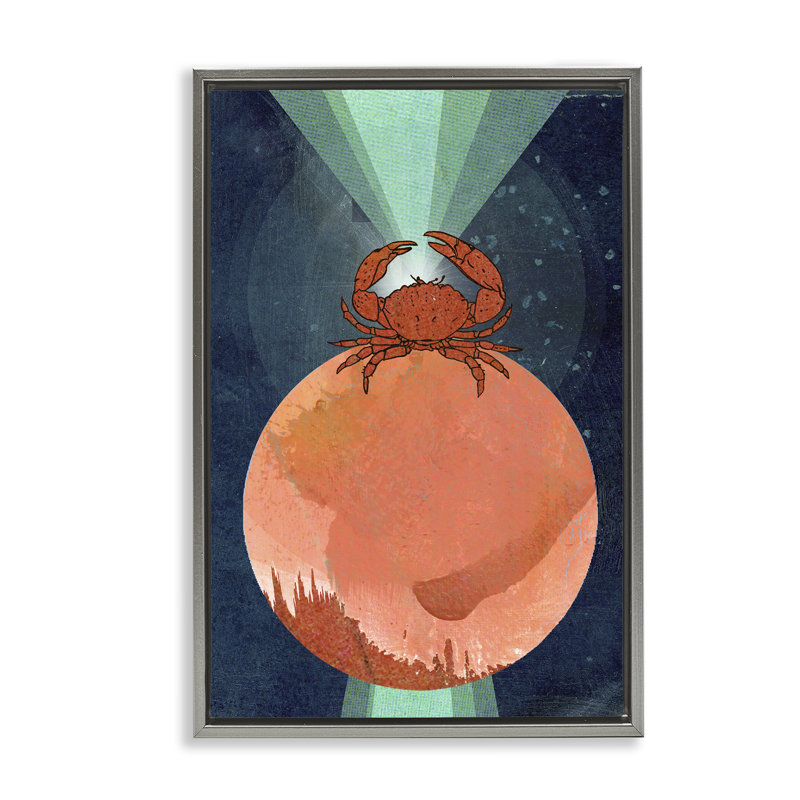 Surreal Crab on Sphere Canvas Wall Art by Lindsey Newman, 25" H x 17" W, Lustre Grey Floater Frame
