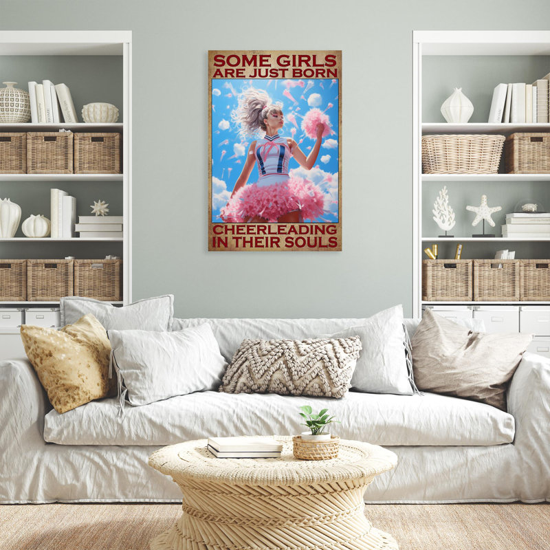 Alreem Just Born With Cheerleading - 1 pièce, reproduction d'art graphique sur toile tendue, H 20 po x l 16 po x P 1,25 po