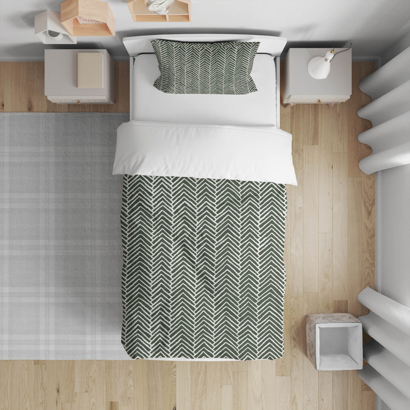 Chevron Block Decorative Lightweight Comforter Set, Green