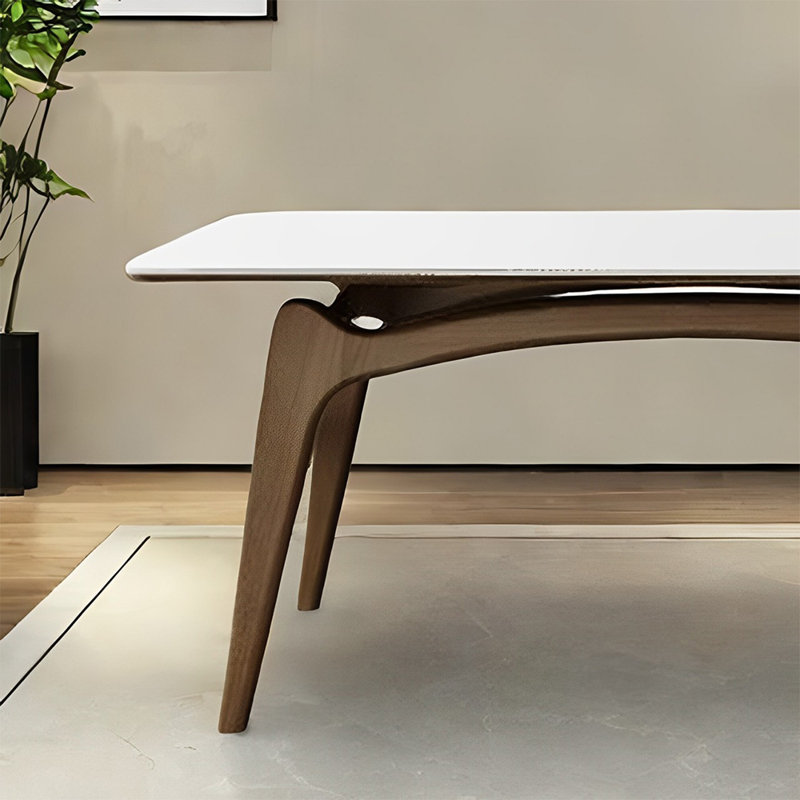 Modern simple ash wood dining table set, 29.52"H x 70.86"L x 35.43"W, White