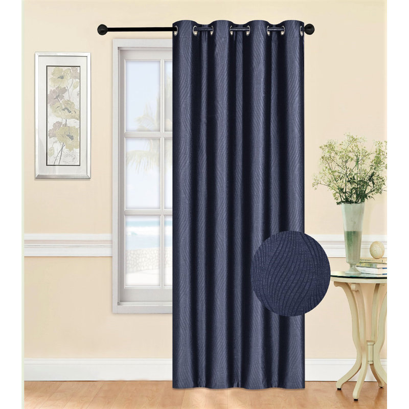 Rideau en polyester Briania, L 54 po x L 63 po, Bleu marine