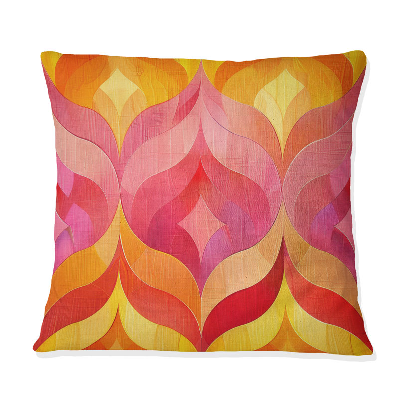Coussin moderne jaune, rose et moderne Sunset Glow, H 18 po x l 18 po