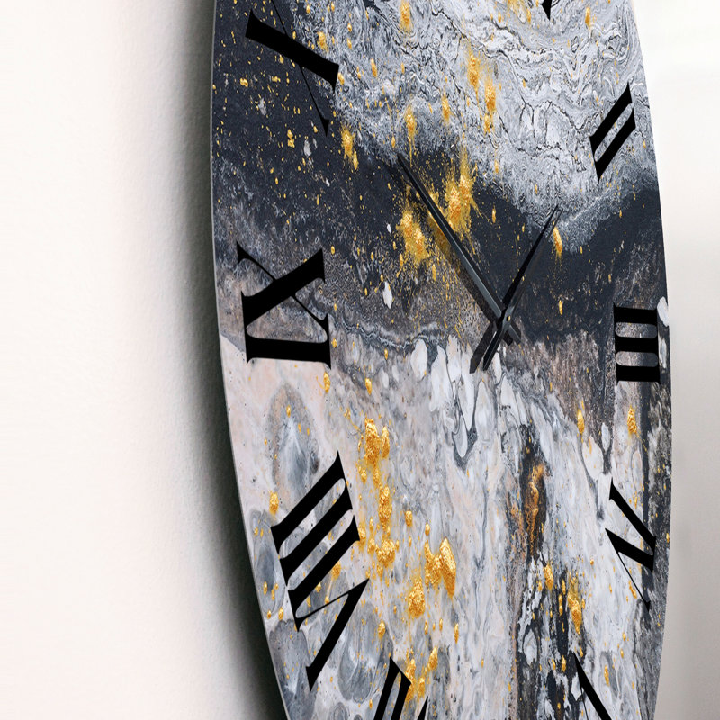 Horloge murale moderne en or noir et marbre blanc, Moyen