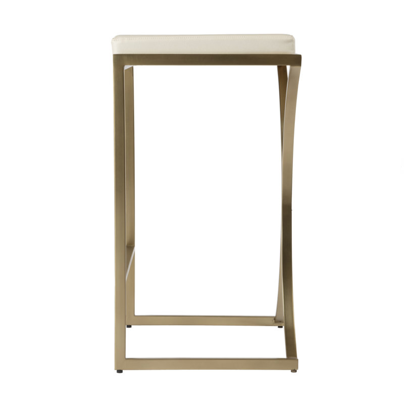 Natalya 24" Bar Stool, Bar Stool (31” Seat Height), Gold, Cream