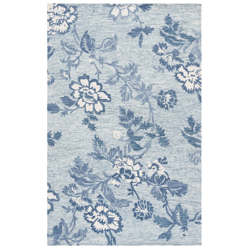 Blossom Hand Tufted Wool;Cotton Floral Indoor Rug, 8'-0" x 10'-0" Rectangle