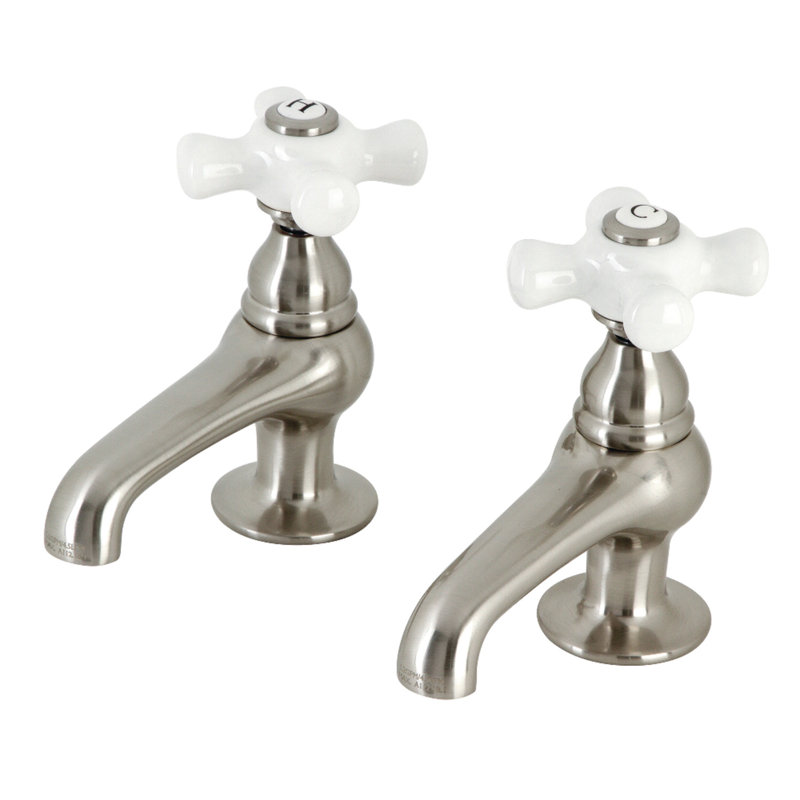 Kingston Brass Vintage Two-Handle Deck Mount Basin Tap Faucet, Polished Brass