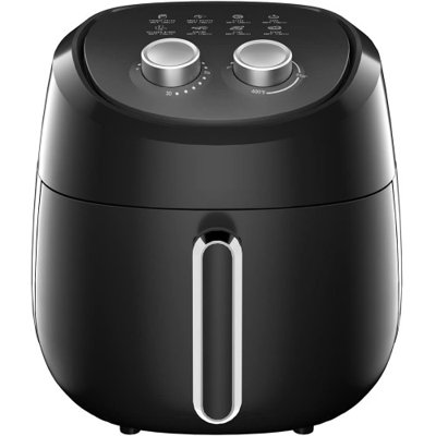 Friteuse à air 4 qt Intexca, cuiseur compact sans huile 1400 W avec 8 modes préréglés, commande à deux boutons, panier antiadhésif, arrêt automatique, friture saine pour 2 à 4 personnes