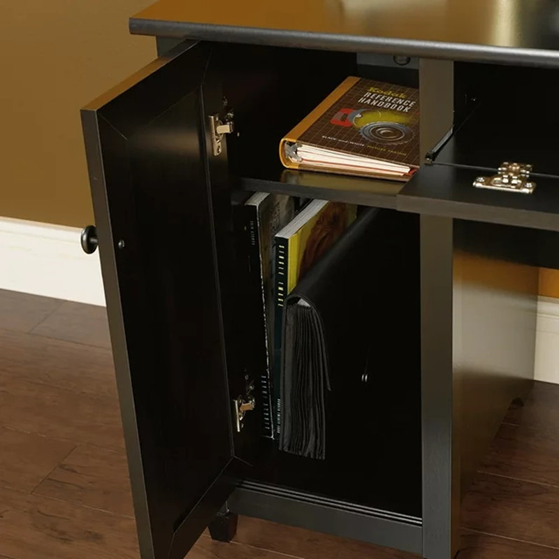 Computer Desk with Storage Cabinet, Estate Black