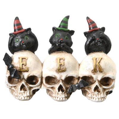 Crânes d'Halloween 5 po avec chats noirs The Holiday Aisle® Halloween
