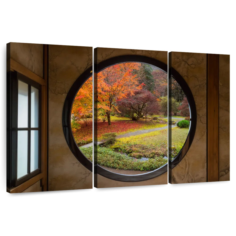 Fenêtre de jardin japonaise Lilie, H 36 po x l 57 po