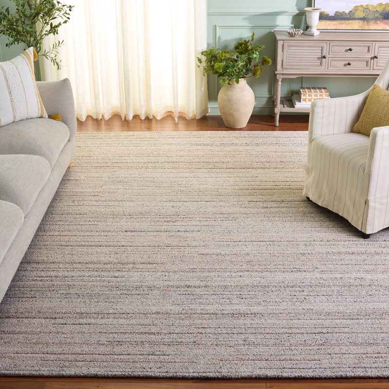 Natura 461 Hand Woven Wool; Cotton No Pattern Rug in Beige, Rectangle 8' x 10'