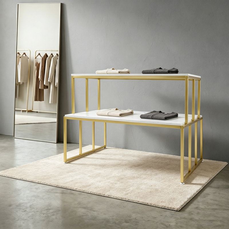 Présentoir robuste à 2 niveaux pour chaussures, Gold