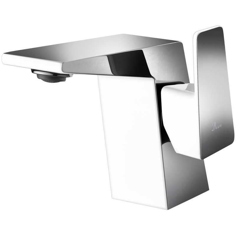 Single-Hole Single-handle Bathroom Faucet with Drain Assembly, Chrome/White