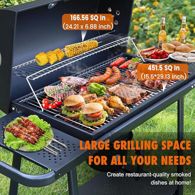 Premium Barrel Charcoal Grill with Side Tables – Spacious Outdoor BBQ for Backyard, Tailgating & More