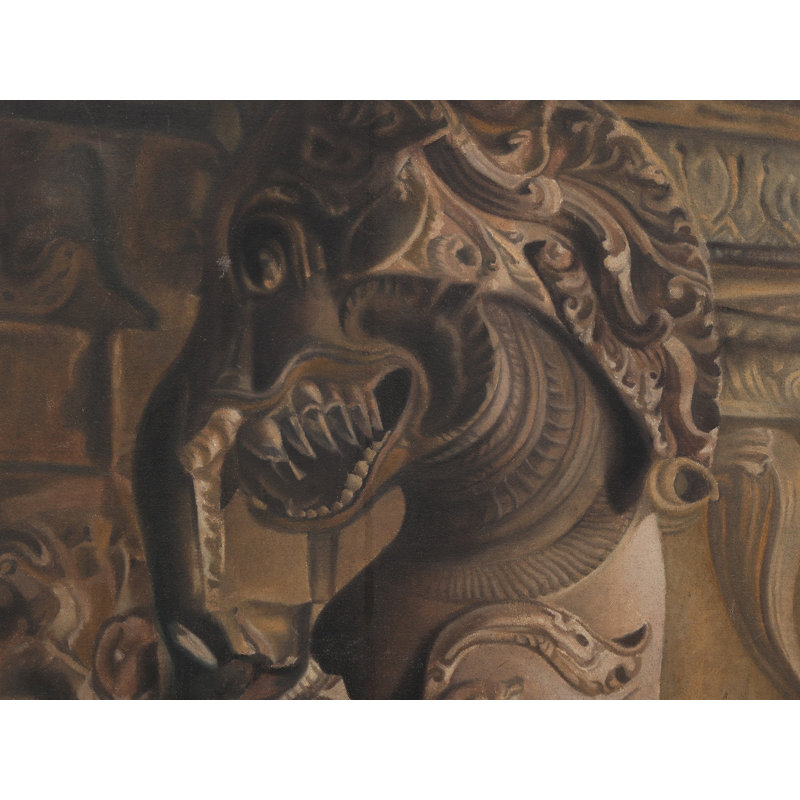 Sculpture Yali | Huile sur toile | Avec cadre