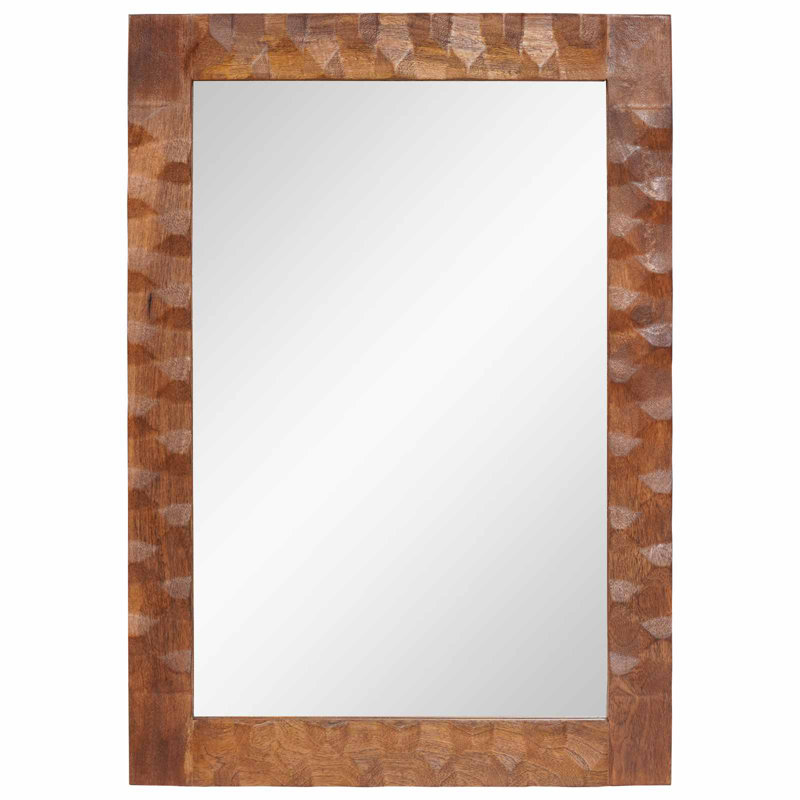 Solid Wood Rectangle Mirror, Acacia Brown Finish