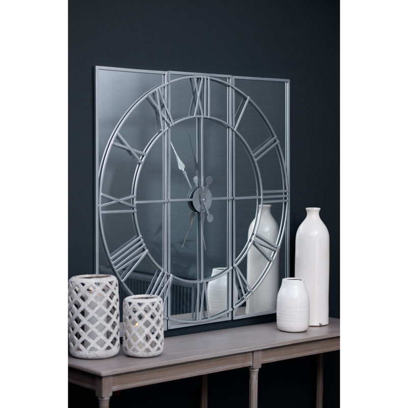 Anetia Panelled Wall Clock, Silver