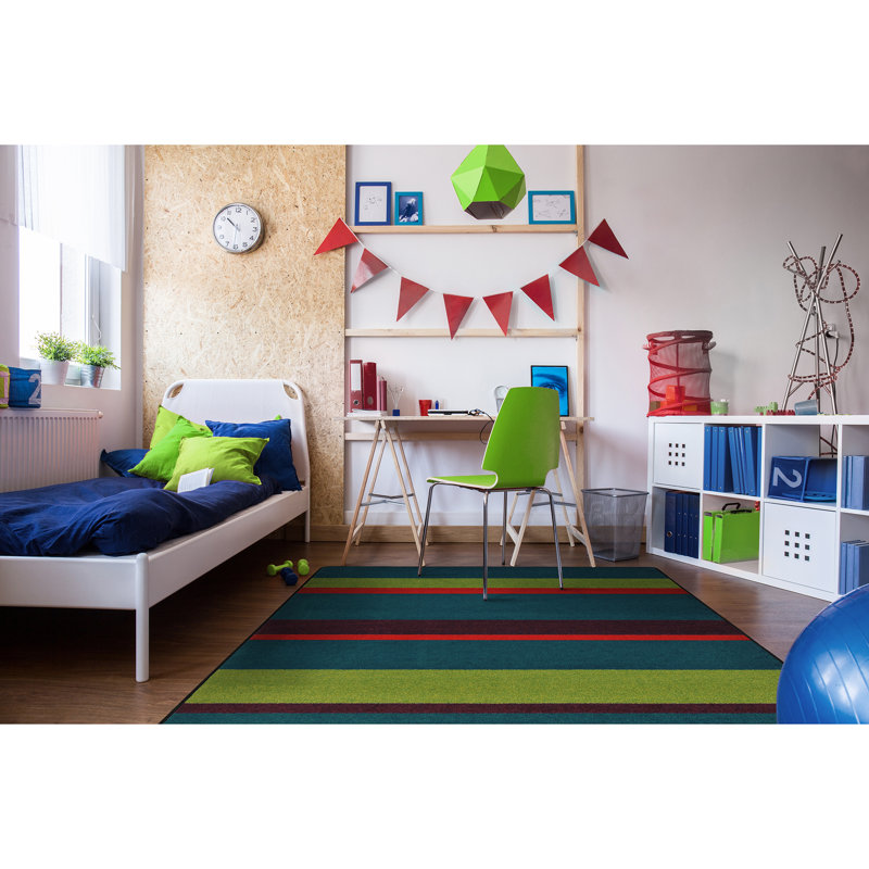 Tapis droit et étroit à rayures tropicales, Rectangle 5 pi 4 po x 7 pi 8 po